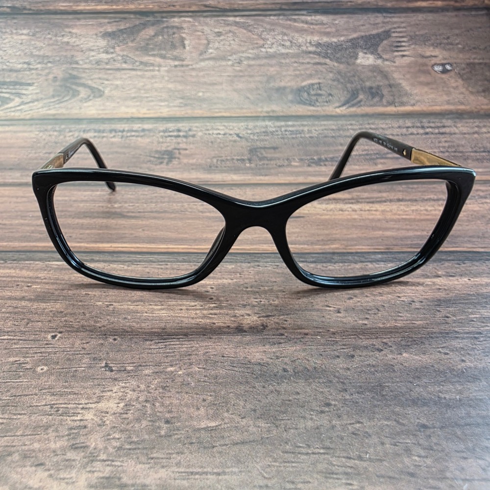 Versace MOD 3188 Black Gold Cat Eye Eyeglasses Frames Italy 53-16-140
